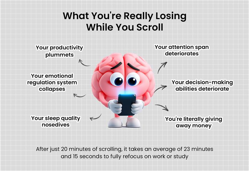 Scrolling and the brain blog infographic